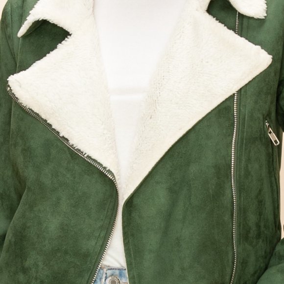 MAUVE Faux Fur Biker Bomber - Picture 3 of 6